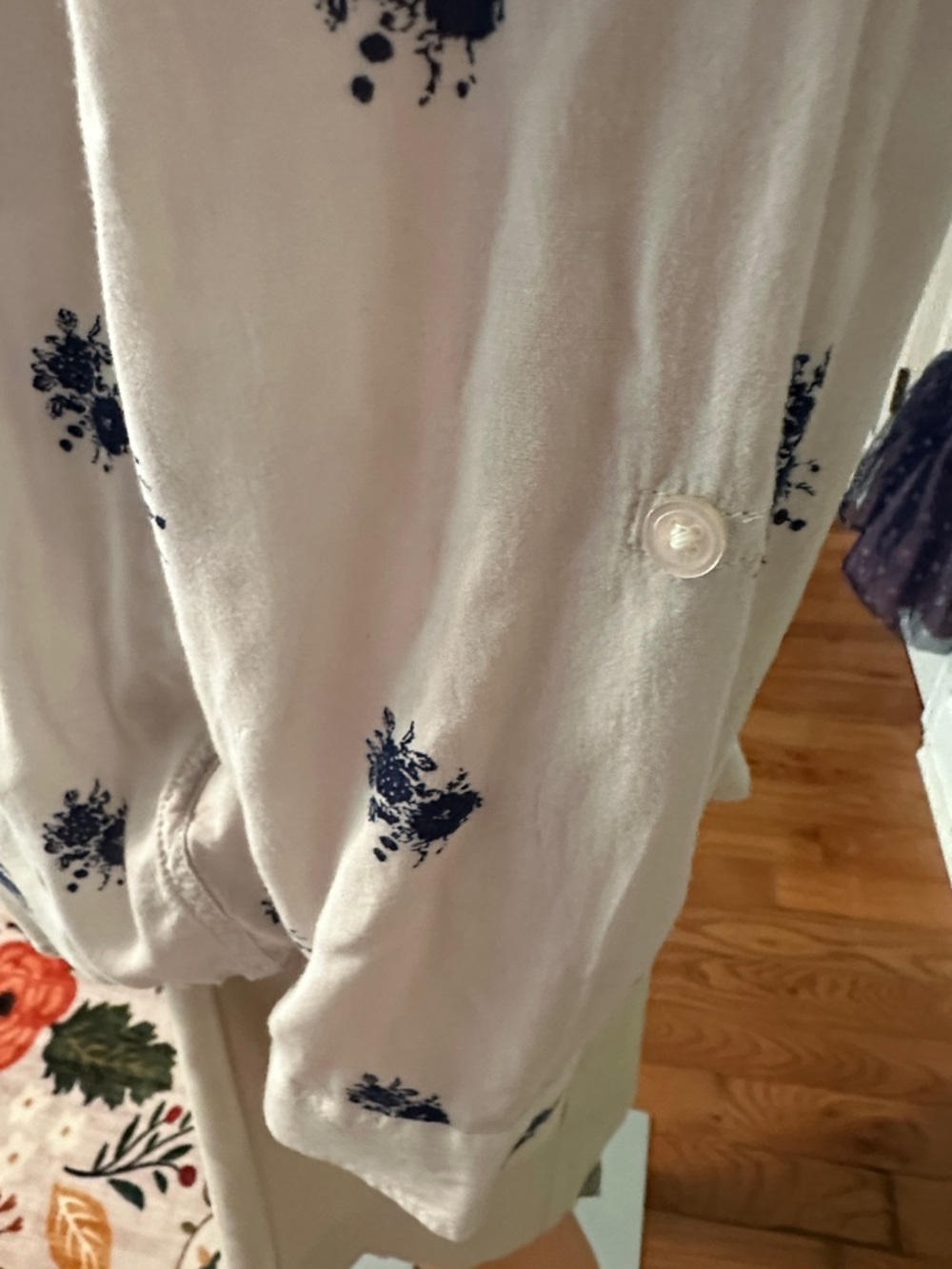 Joe Fresh Pale Pink Button-Down Shirt with Navy Floral Print - Picture 6 of 9